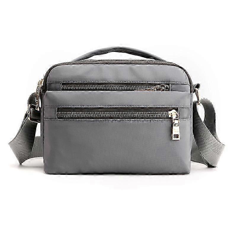 Multi-Pocket Shoulder Handbag Small Light Travel Bag Gray