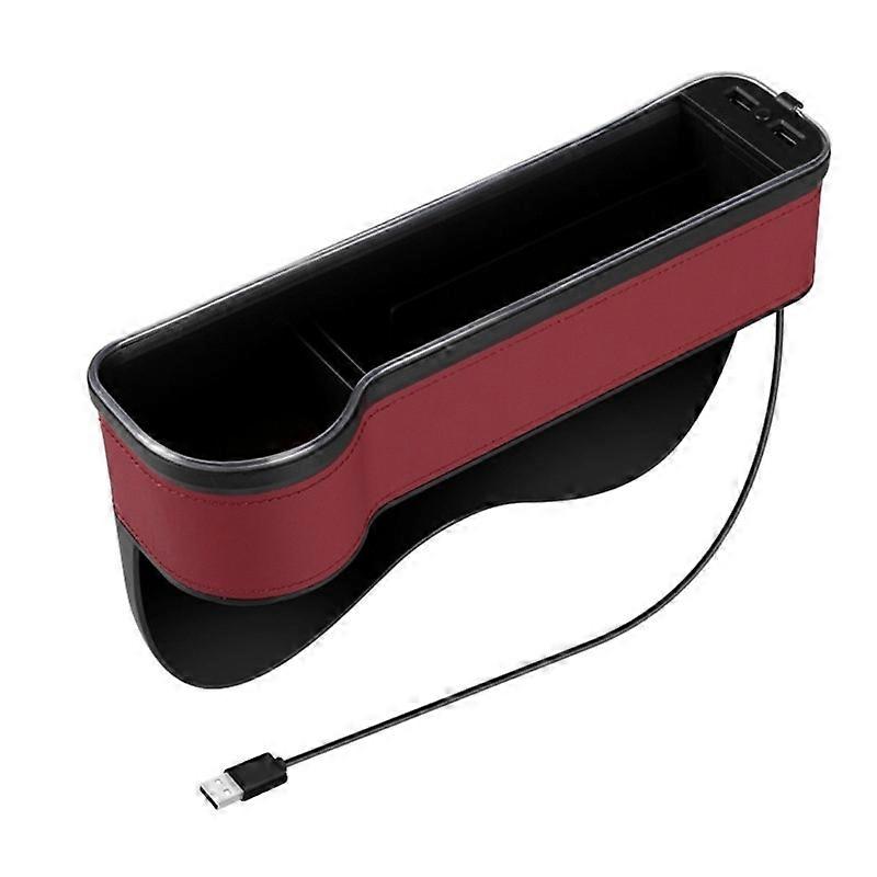 Caja de almacenamiento multifuncional para los huecos de los asientos del coche, consola de asiento delantero, bolsillo lateral con dos luces LED de c