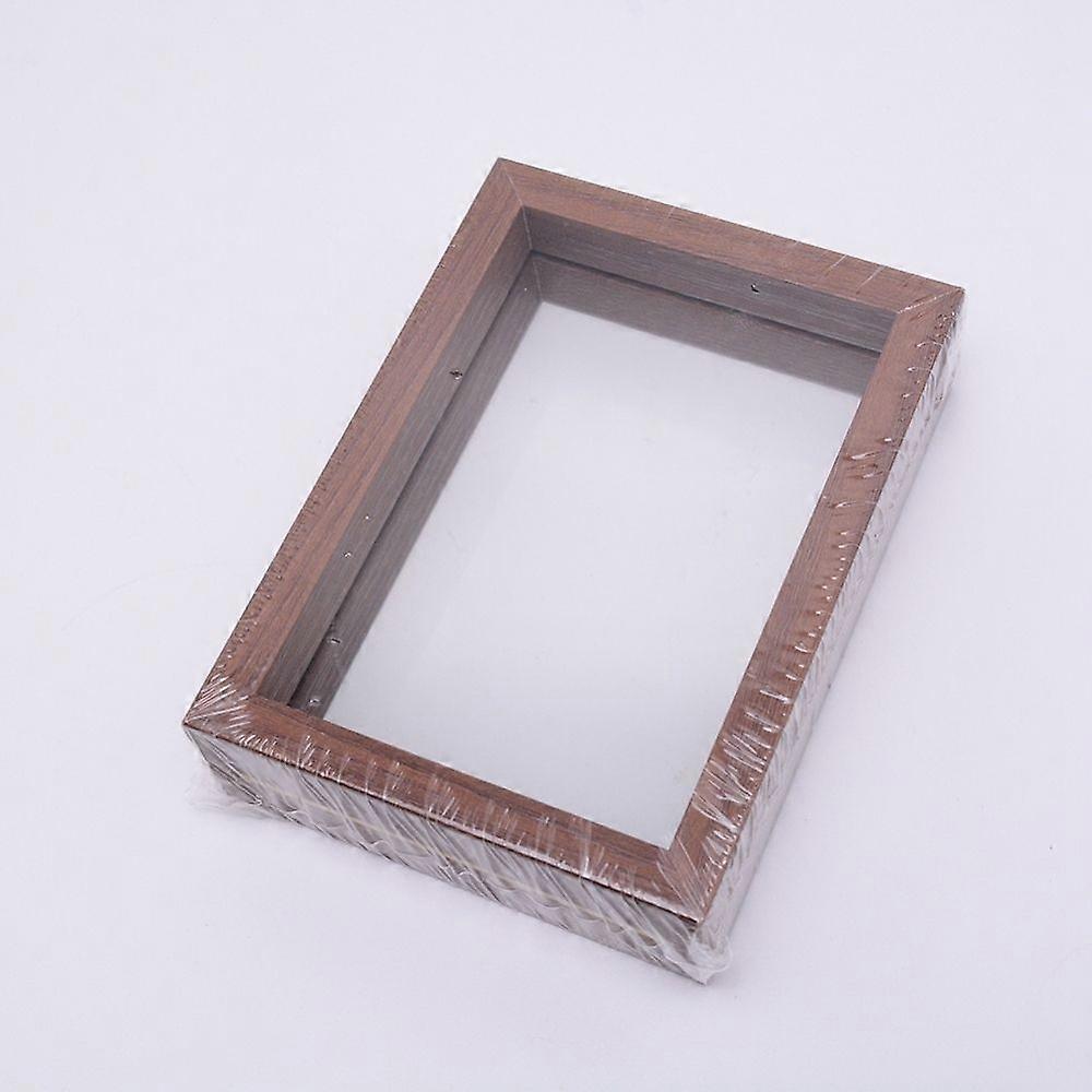 MDF Photo Frames Glass Display Pictures for Tabletop Display Photo Frame Rectangle Coconut Brown 158x116x40mm