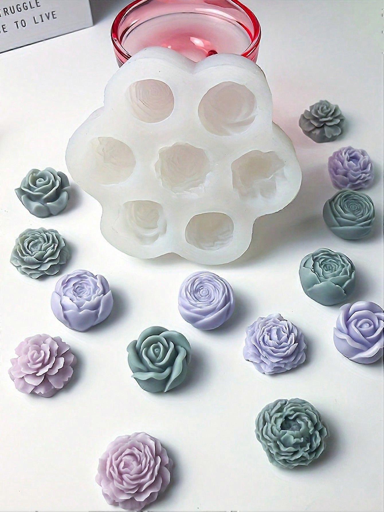 1 قطعة زهرة سيليكون العفن ، الفاوانيا روز شمعة سيليكون العفن ، صابون سيليكون العفن ، قالب الراتنج لصب الايبوكسي البوليمر الطين الحرفية هدية