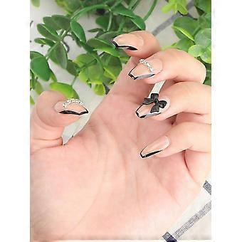 3d Bow Setting Light Pink Fake Nail Natural Unbreakable Nail Simple Wear Glue Models