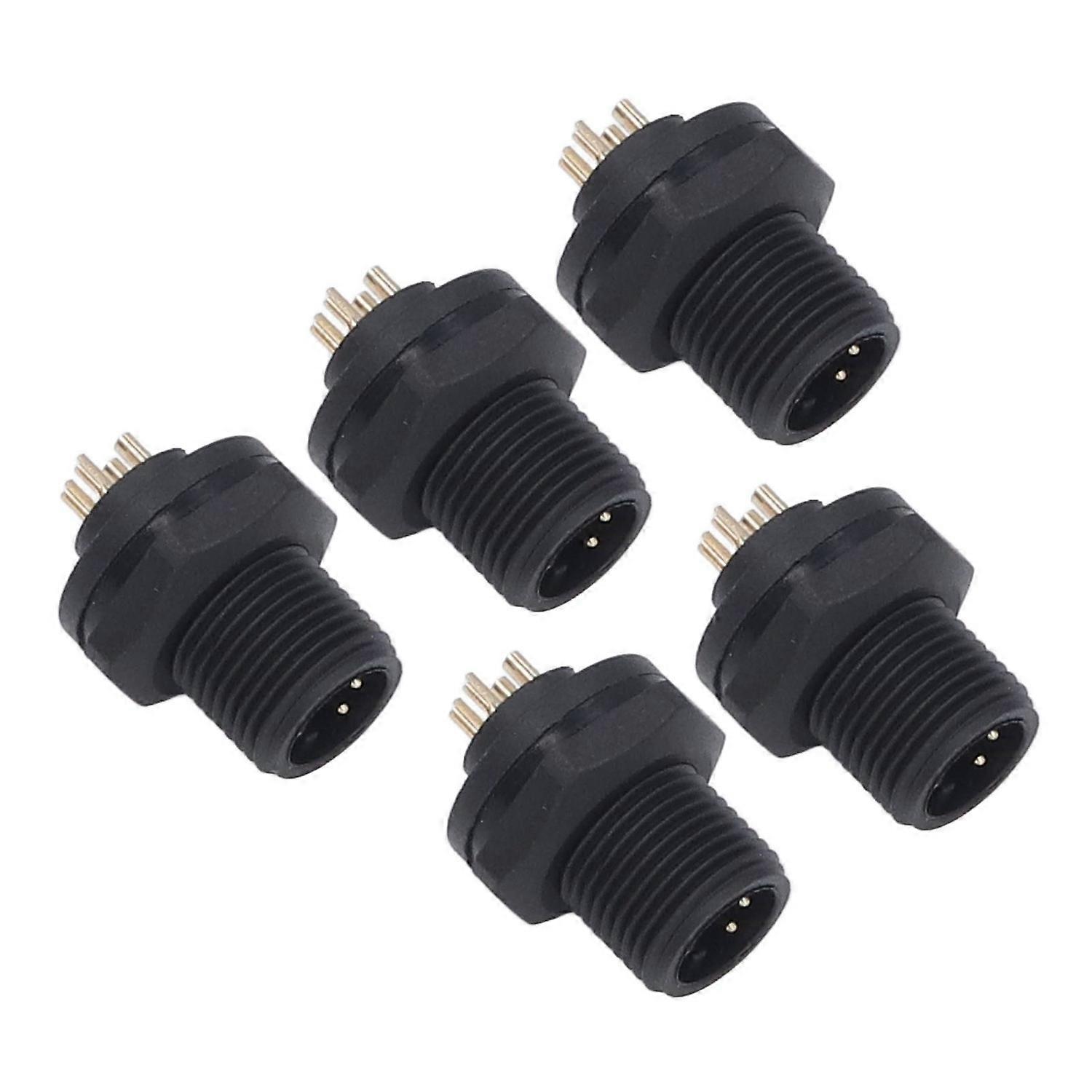 5 Pcs Threaded Panel Back Mount Socket 4 Pin 7/16 Inch 28UNS Thread IP67 Waterproof Panel Back Mount