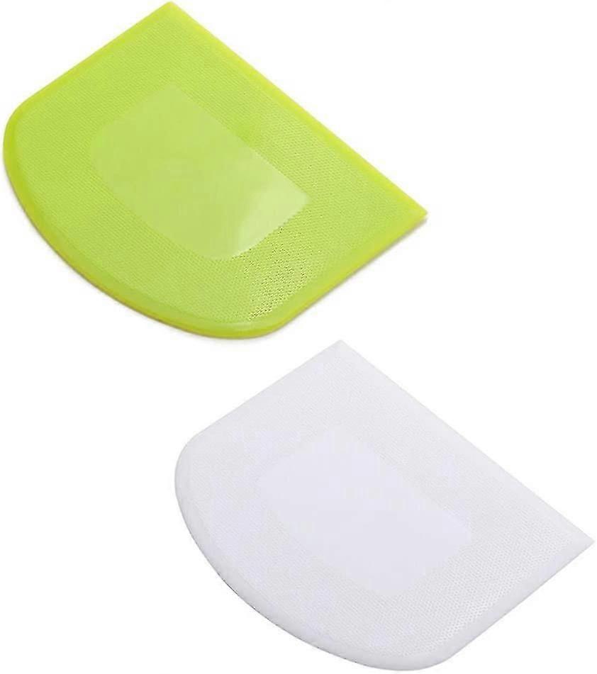 Lasenersm 2 Pieces Dough Scraper l Scraper Food-safe Plastic Dough Cutter Flexible Plastic Scraper Bench Scraper Multipurpose Food Scrappers For Br