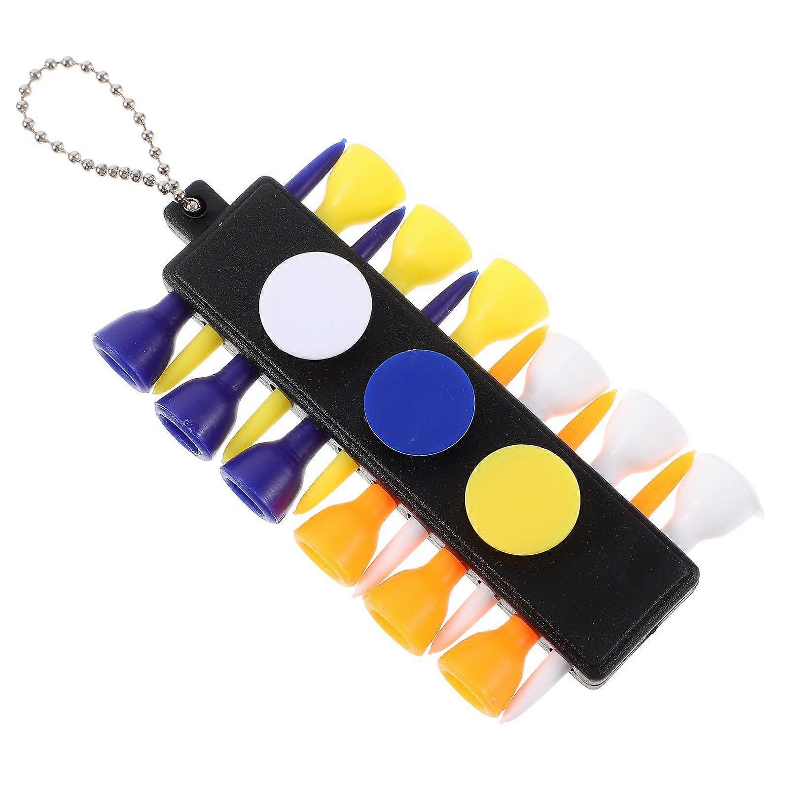 Tee Holder 12 Tees Ball Markers Divot Tool Pencil With Keychain for Golfer