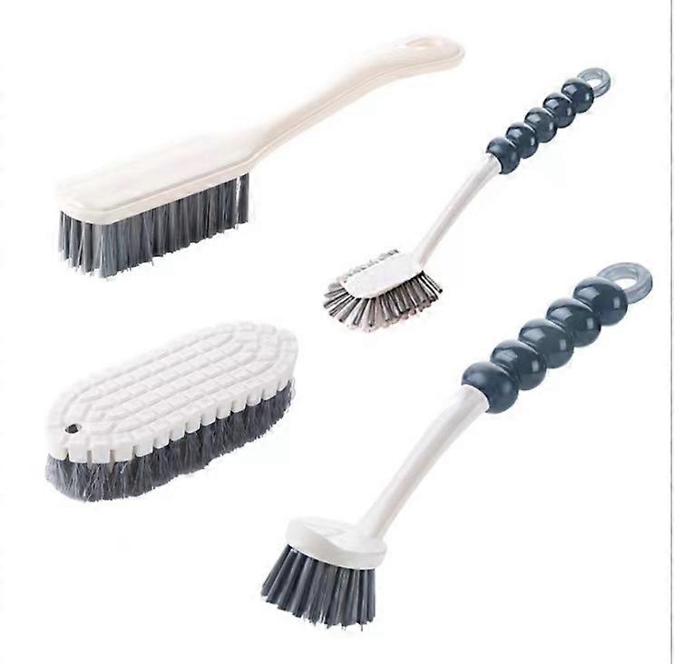 Multi-purpose cleaning brush set 4 pieces with ergonomic handle