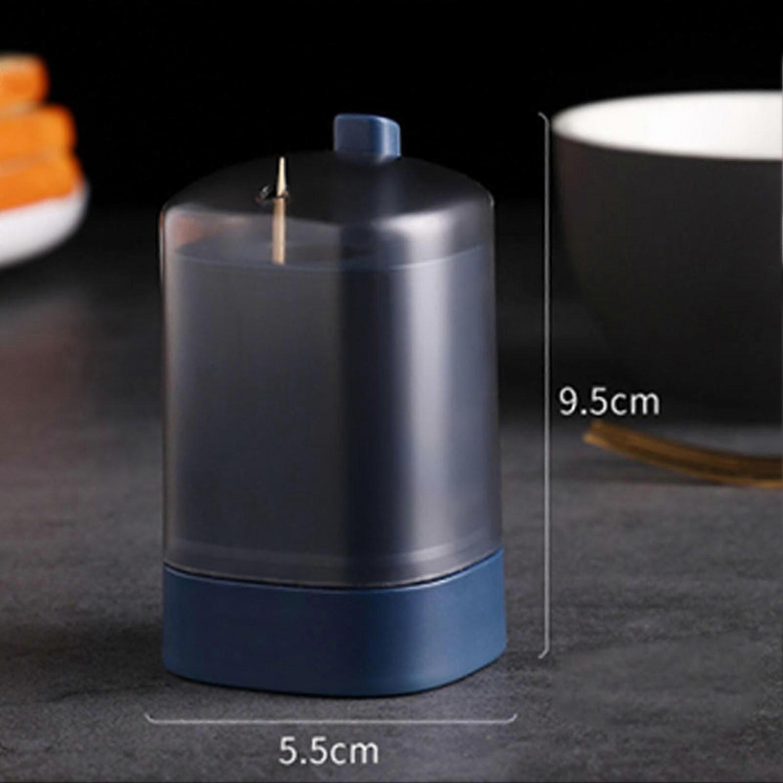 Blue Automatic Toothpick Box with Detachable Bottle and Transparent Window