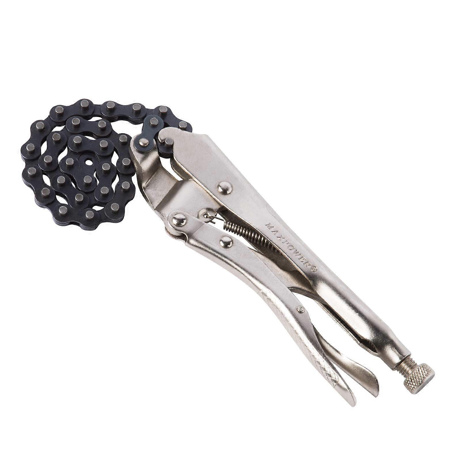 10-Inch Locking Chain Pliers - Heavy-Duty Industrial Class with Nickel Coating for Enhanced Durability