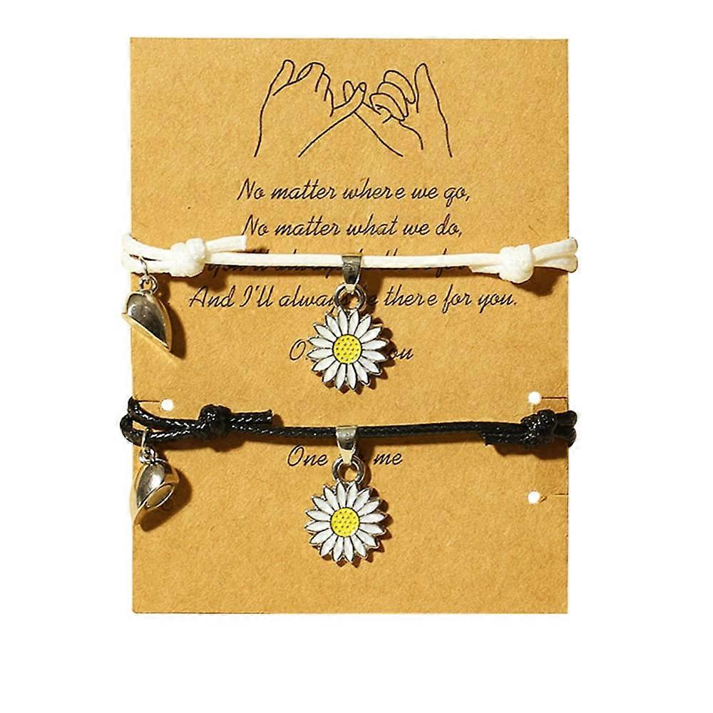 2-Pack Bohemian Daisy Flower Bracelet Set