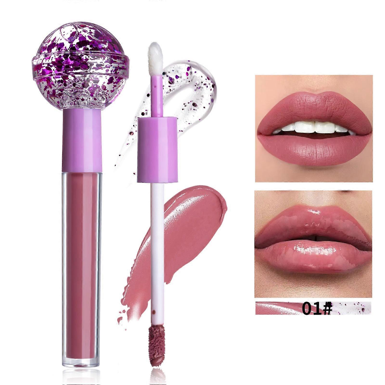 Liquid Lipstick Set Lollipop Double headed Lip Glaze Matte Finish Pearl Thin Glitter Lip Gloss Is Not Easy To Touchs The Cup Does Not Fade 12ml