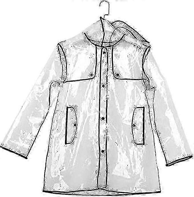 Women's Transparent Short Hooded Raincoat Reusable