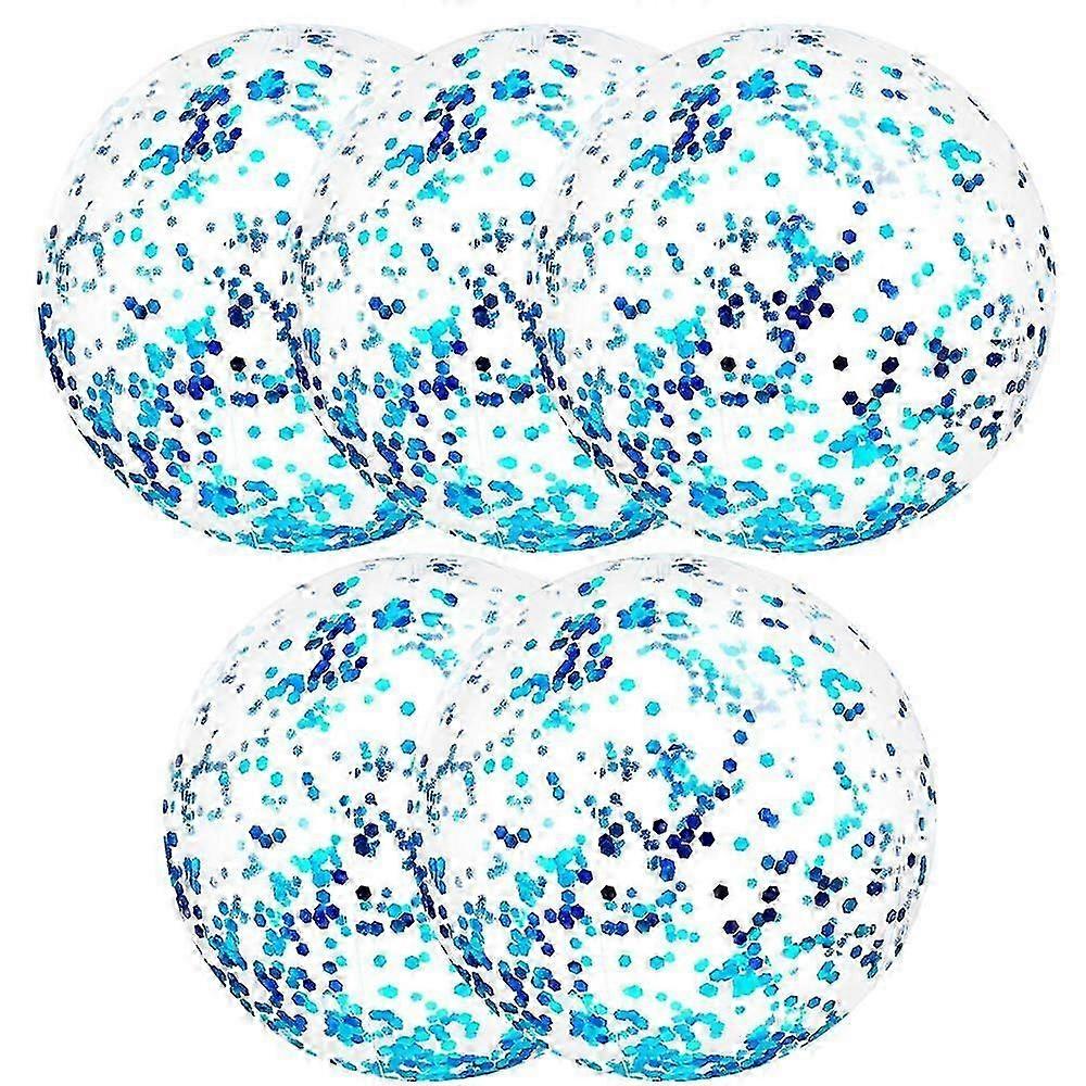 5 חבילת כדורי חוף כדורי בריכה ענקיים פלאש ענק כדורי חוף מתנפחים בריכת שחייה מים צעצועי חוף - כחול