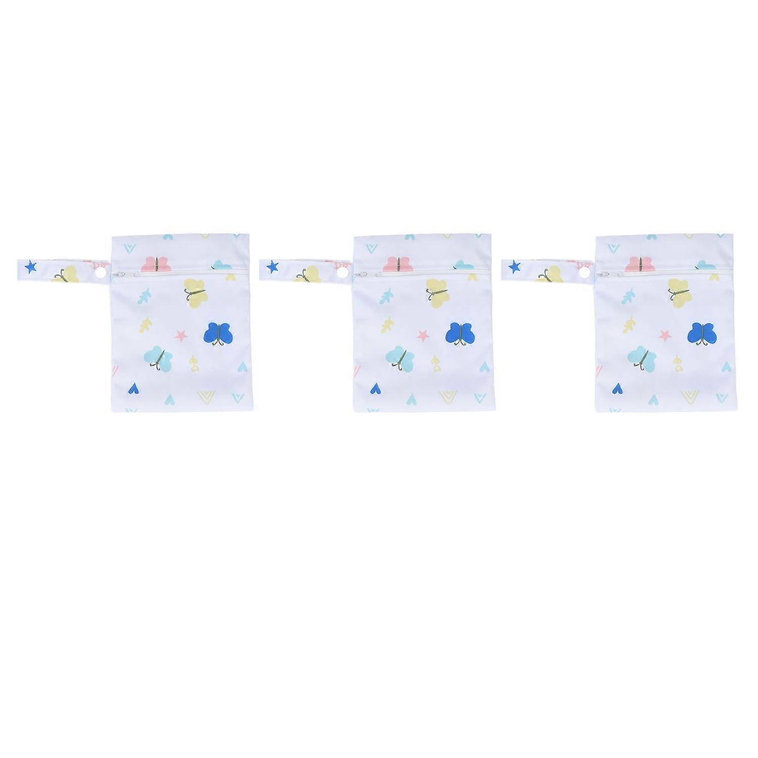 3pcs Wet Bag Water Resistant Miniature Baby Diaper Wet Bag Reusable Wetdry Packing Pouch for Baby T1