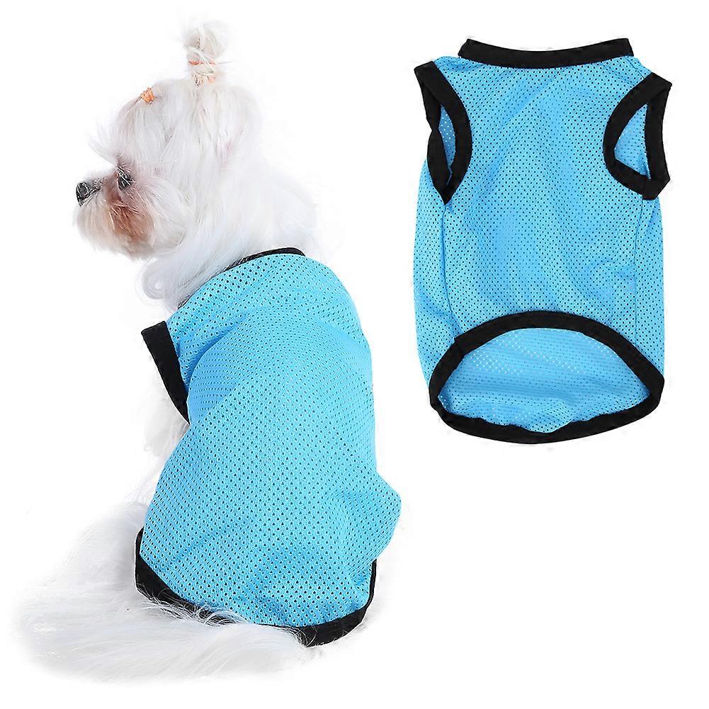 Pet Solid Color Round Collar Clothes - Dog Mesh Breathable Vest