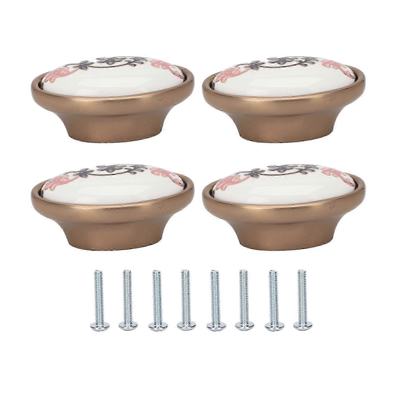 4 Sets Oval Cabinet Knobs 3D Floating Flower Exquisite Ergonomic Vintage Cabinet Knobs for Home Doors