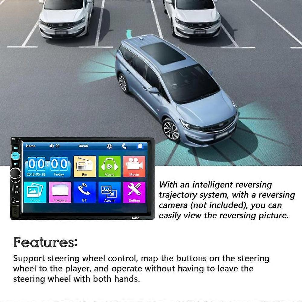 7 Inch Car MP5 Player Double Din Stereo FM Radio BT Hands-Free Calling Support TF Card/USB/AUX-IN Ph