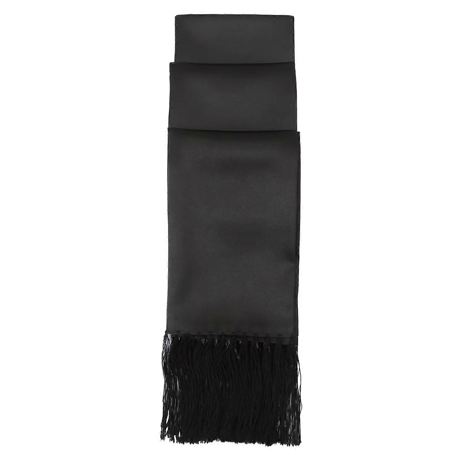 Black Plain Satin Dress Scarf