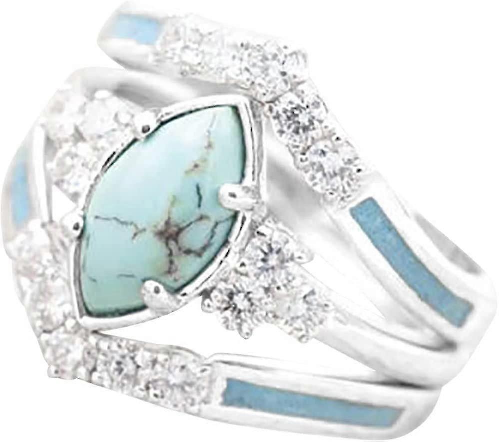 Eleganta ringar Turkos Ring 3-i-1 Simulerad Diamond Cz Ring (7)