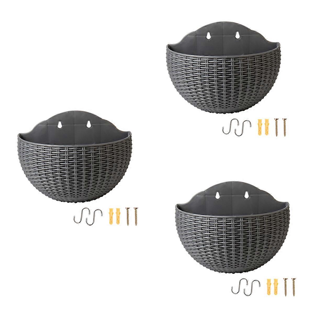 Gray flower pots Wall-mounted flower pots with drainage hooks