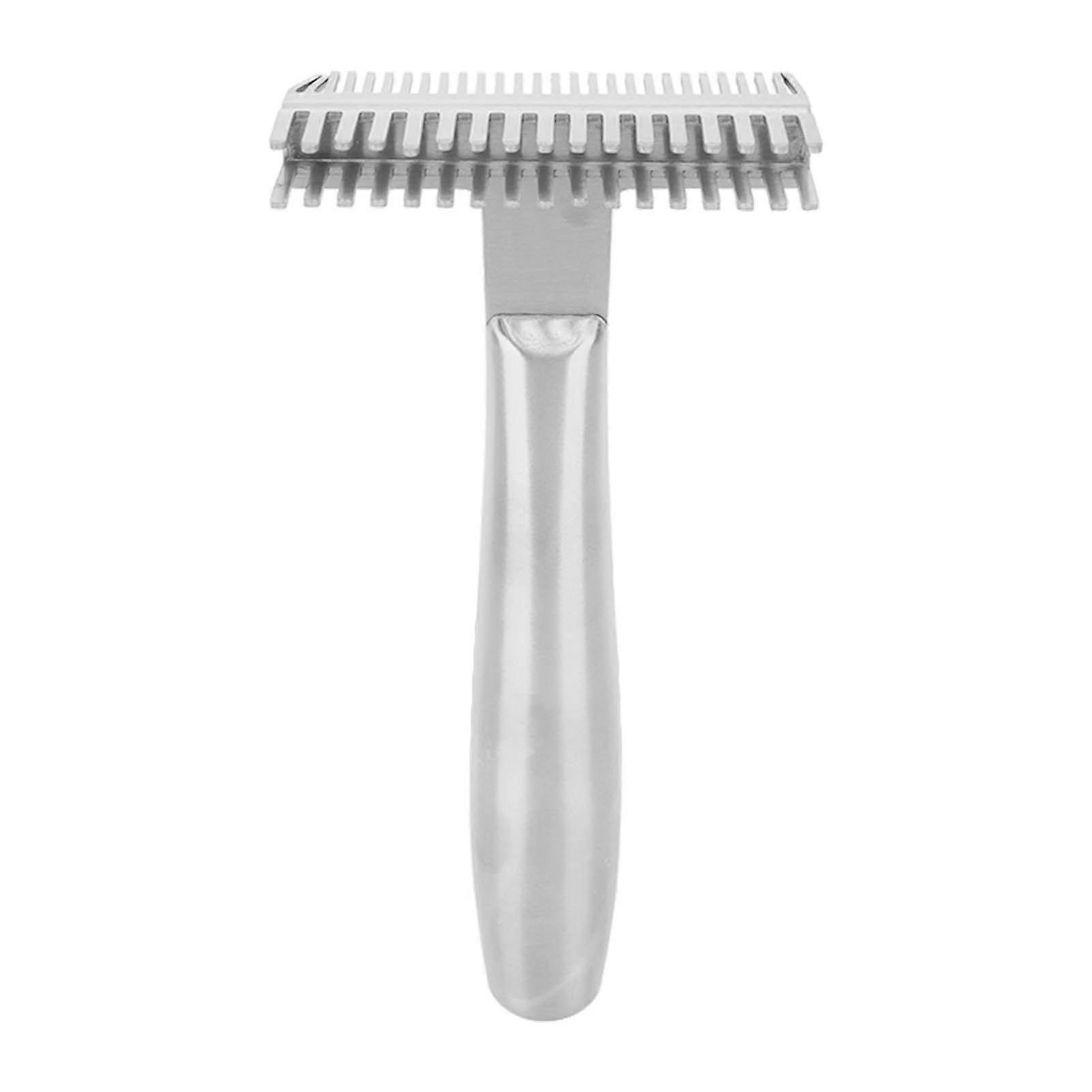 Dog Grooming Comb Multifunctional Remove Hair Thoroughly Hollow Core Handle Stainless Steel Pet Comb for Pet Deshedding Dematting Bath Massage Silver