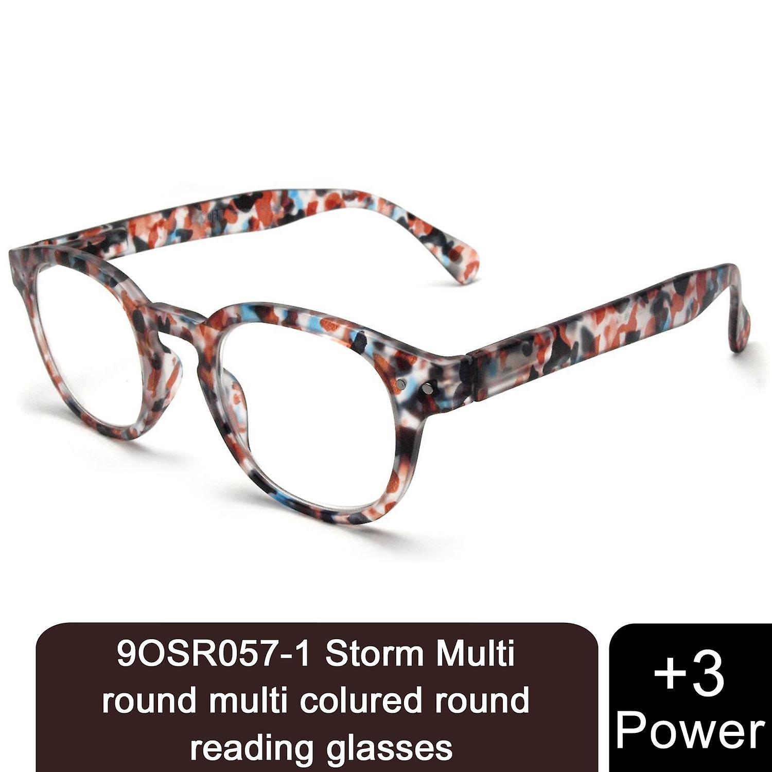 Storm Unisex Leightweight Multi-Round Comfortable Spring Hinge +3 Power Glasses