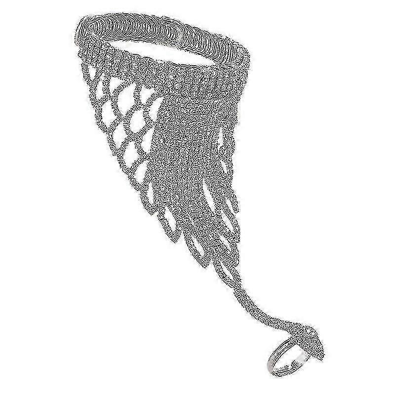 Fashion Hand Back Chain Elegant Bracelet Bridal Ring One-piece Chain Hand Jewelry Silver