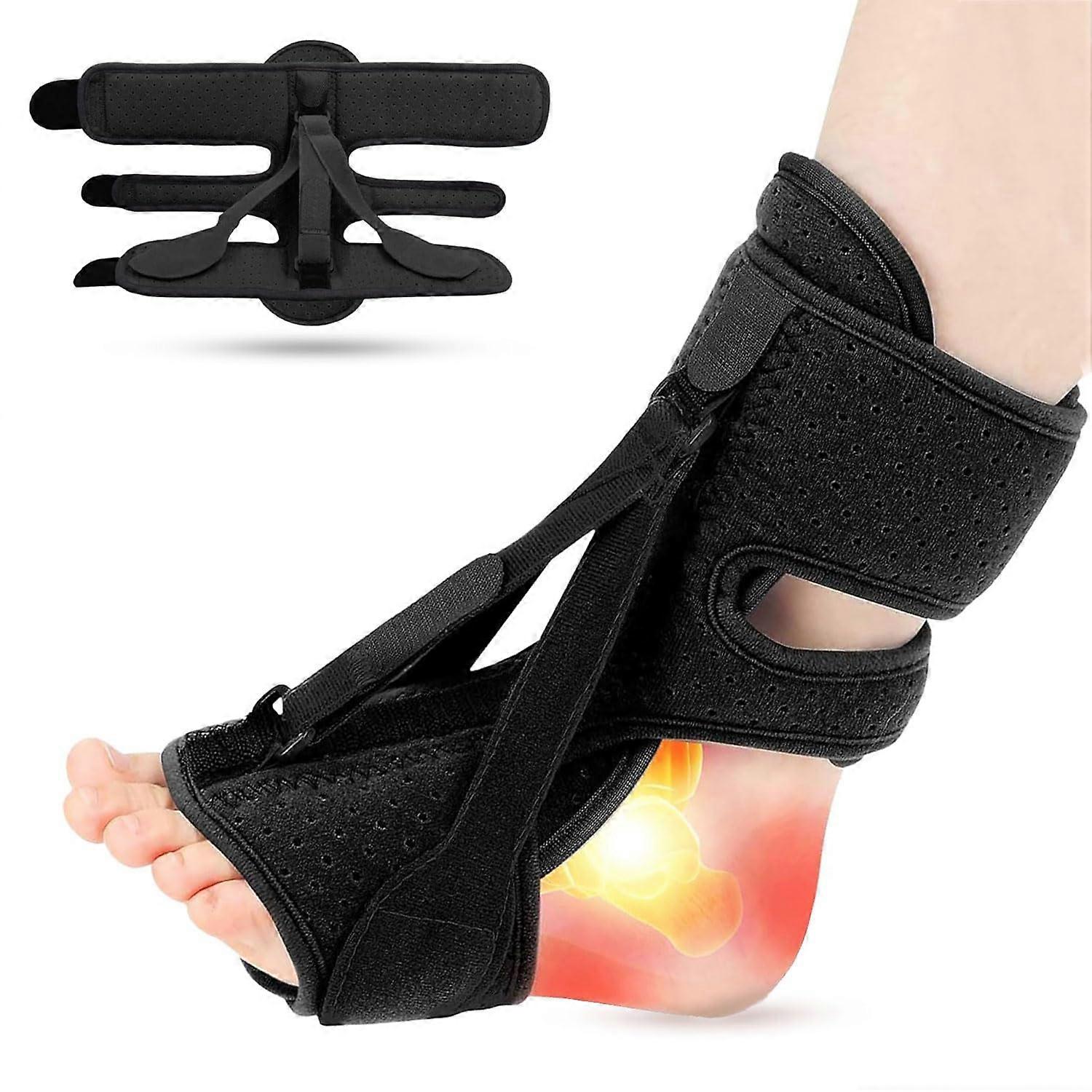Plantar Fasciitis Night Splint - Adjustable Ankle Brace For Tendonitis And Foot Drop Relief, One-Size, Soft Padding