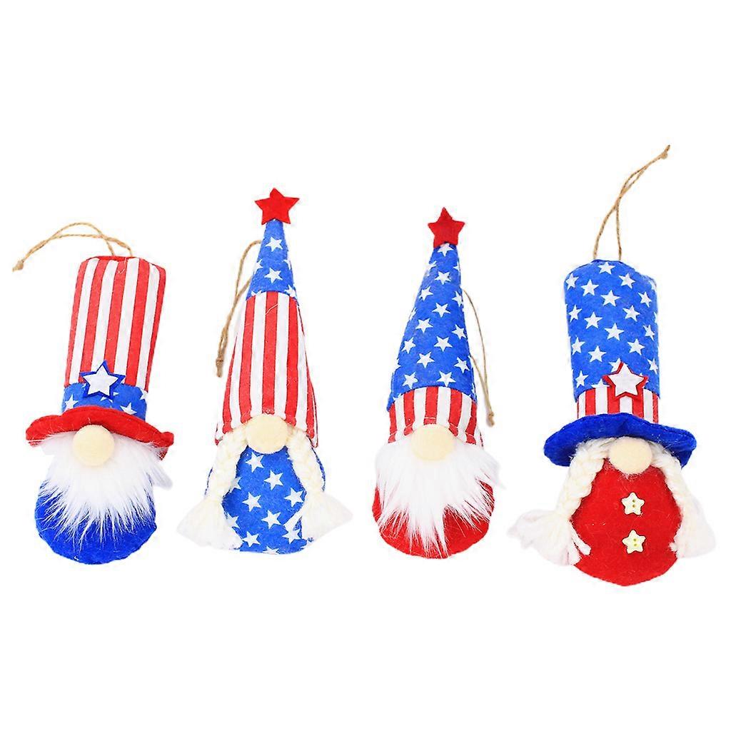 4pcs 애국 노움 독립 기념일 교수형 장식품 7 월 4 일 노움 장식 수제 봉제 엘프 베테라나 데이 선물