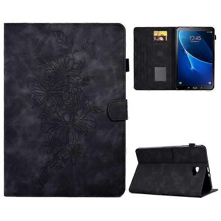 Compatible For Samsung Galaxy Tab A 10.1 (2016) T580 / T585 Shockproof Tablet Cover PU Leather Butterfly Flower Pattern Imprinted