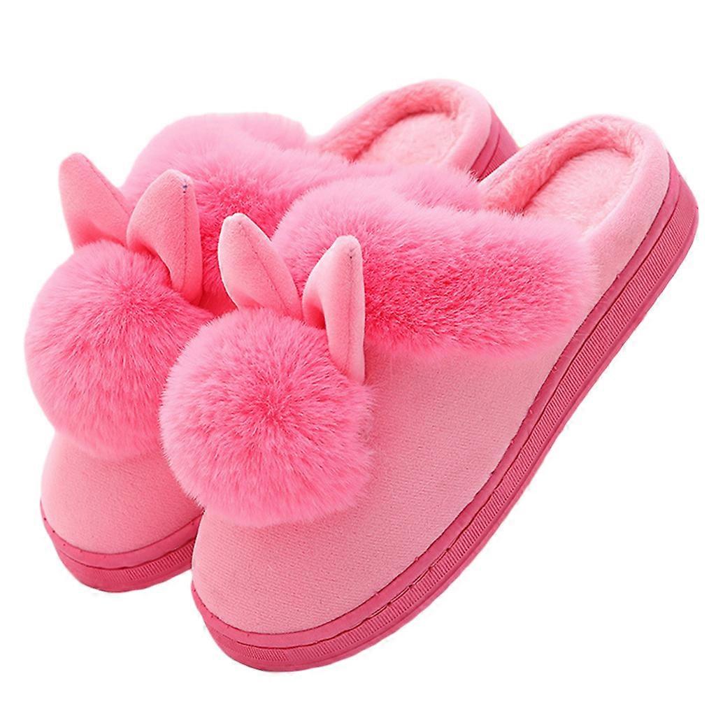 Women's Memory Foam Home Slippers Comfortable Cute Rabbit Animal Home Slippers Indoor Outdoor Birthday Girls Ladies  Watermelon red