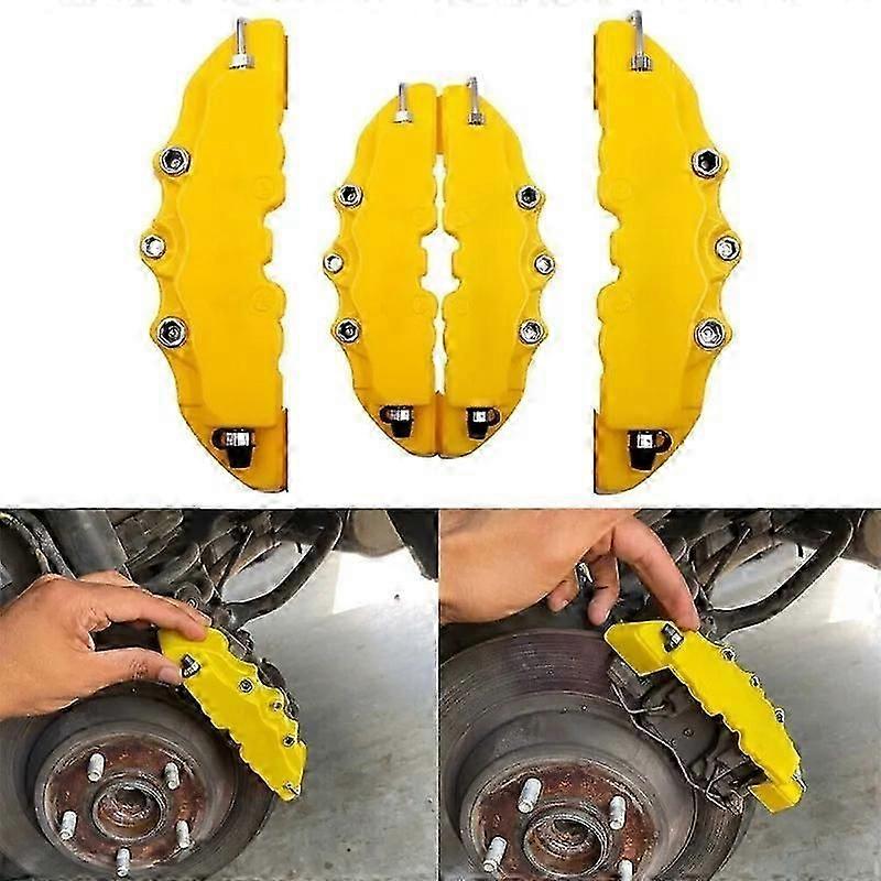 2x keltainen 3D edessä + takana auton levyjarrusatula kannen osat jarrusarjan lisävarusteet