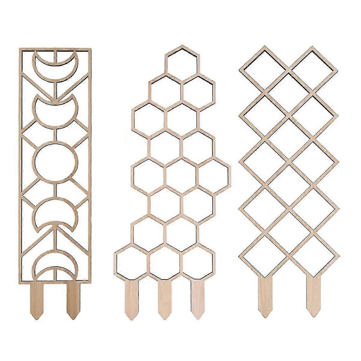 3PCS Trä Honeycomb Växt Klätterställning Gitter Klätterväxt Stativ Hortikulturell Krukväxt Stativ Fast stödstång