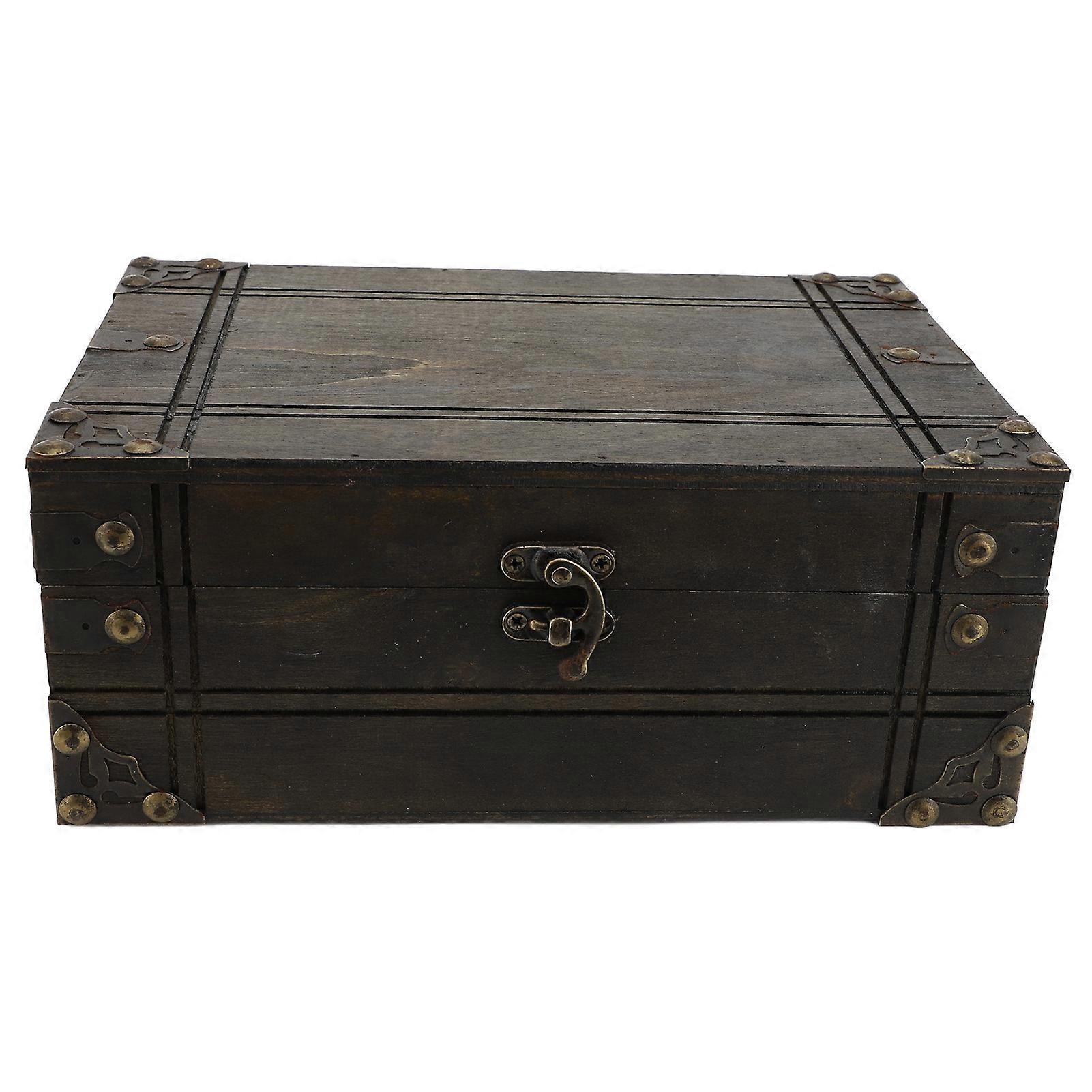 Vintage Wooden Storage Box Exquisite Workmanship Multifunctional Desktop Jewelry Treasure Box Style 1