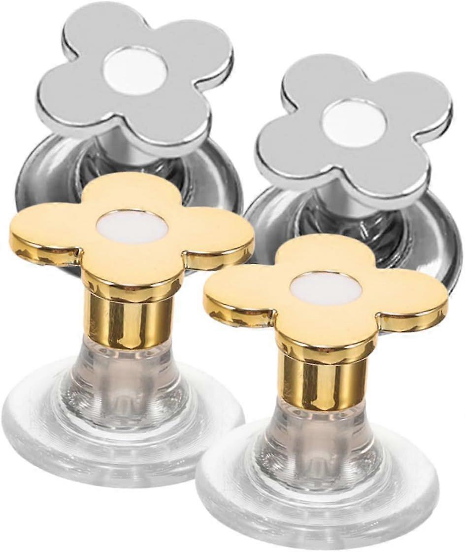4Pcs Decorative Flower Shape Cistern Button Universal Silver Bathroom Toilet Flush Accessories