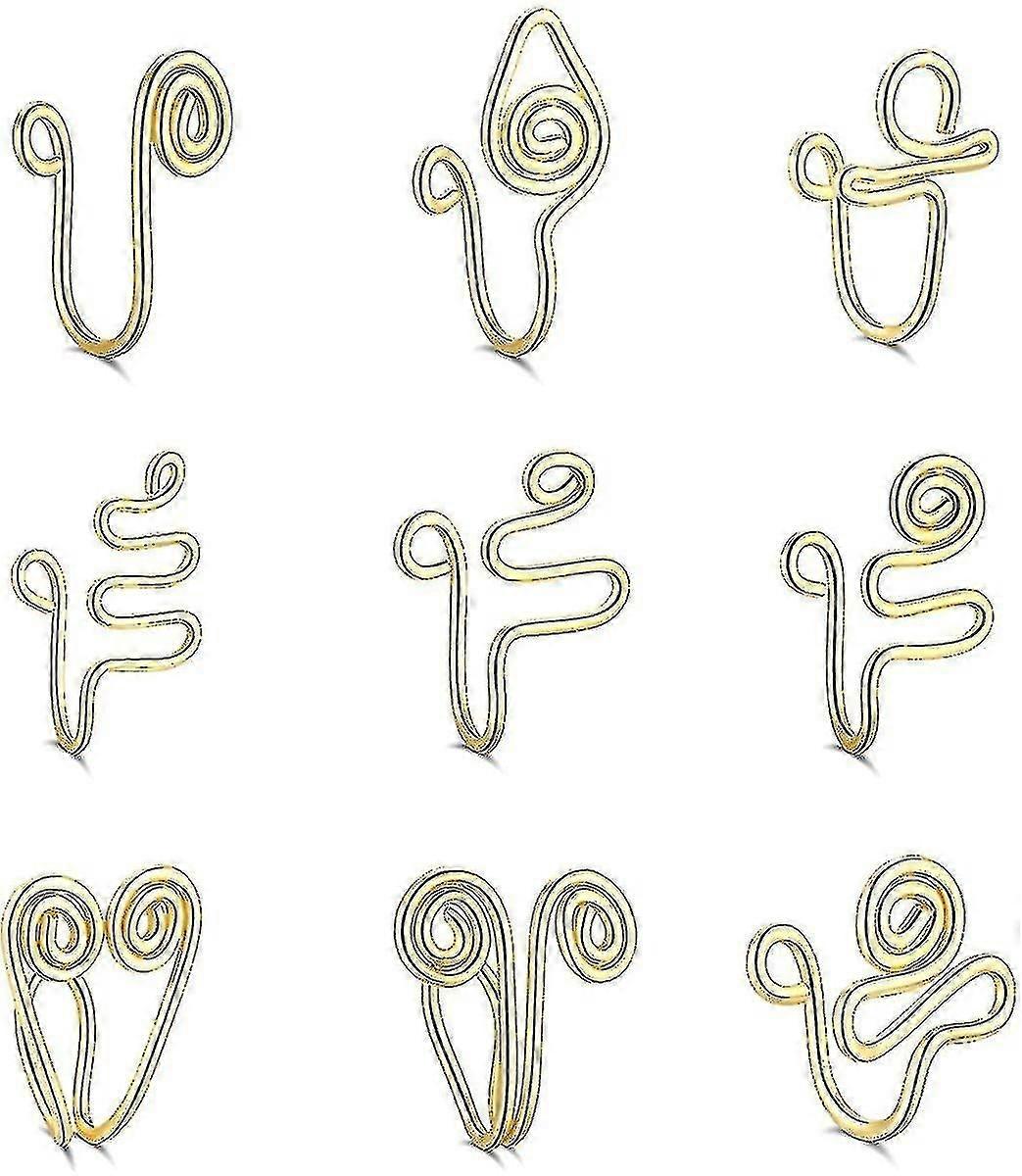 9pcs African Nose Cuff, Non Piercing Fake Nose Ring Clip