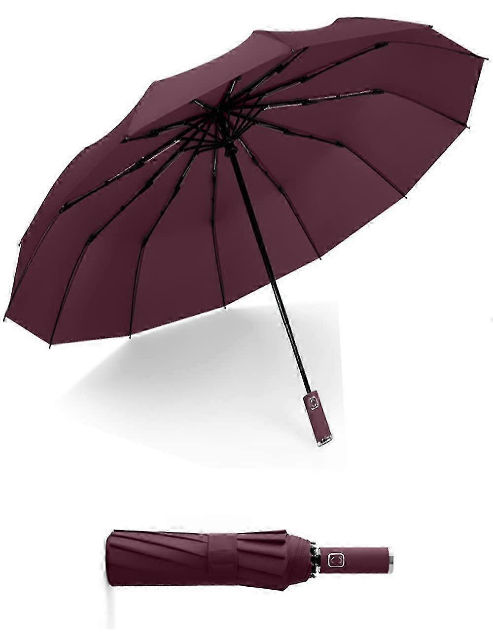 LM Auto Open/Close Compact Travel Umbrella with Windproof Frame & Slip-Proof Handle KGV