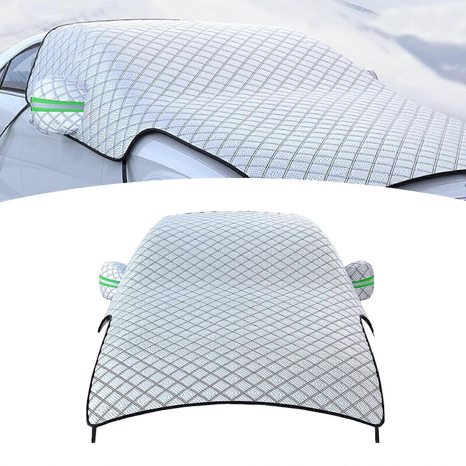 Car Windshield Cover for Ice and Snow, Front Side Window Glass Protective Cover, Hexagonal Strap (Silver)