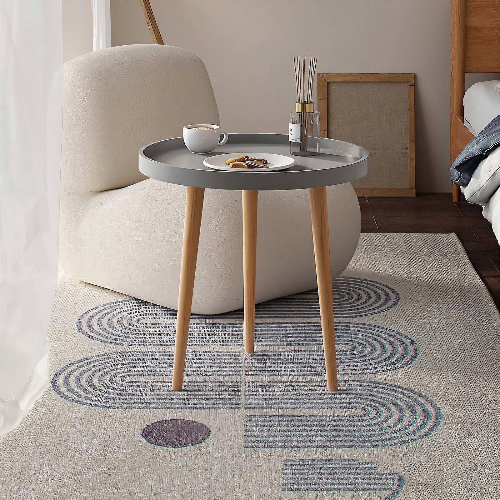 Side Table Round, Small Grey Accent Table Nightstand for Modern Living Room, Compact Design with Stylish Finish