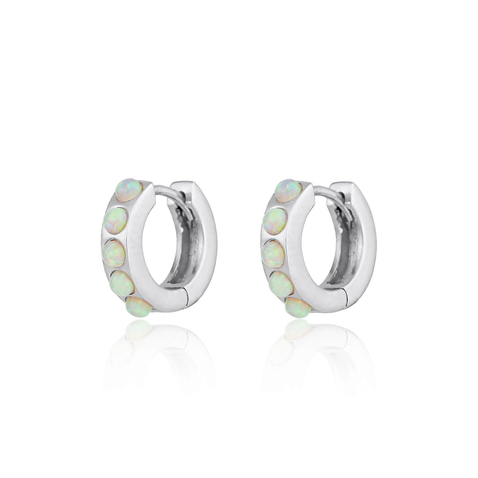 Lime Green Opal Huggie Earrings