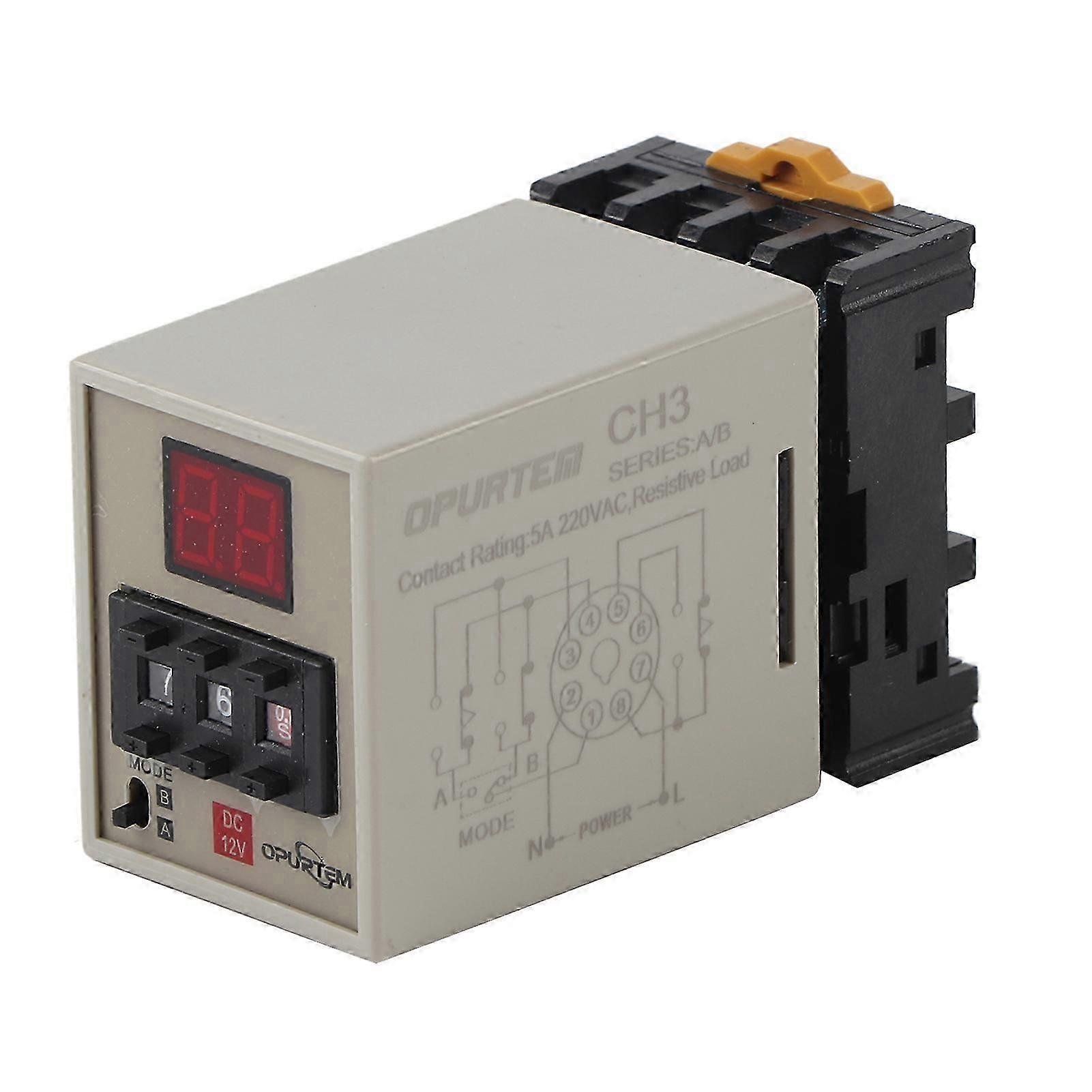 AH3-DM Dual Mode Delay Timer Relay 0.01S-99H LED Display (DC 12V)