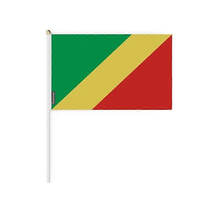 Set of Mini Flags – Republic of Congo – 14 x 21 cm – Handheld – Polyester - 50 pieces
