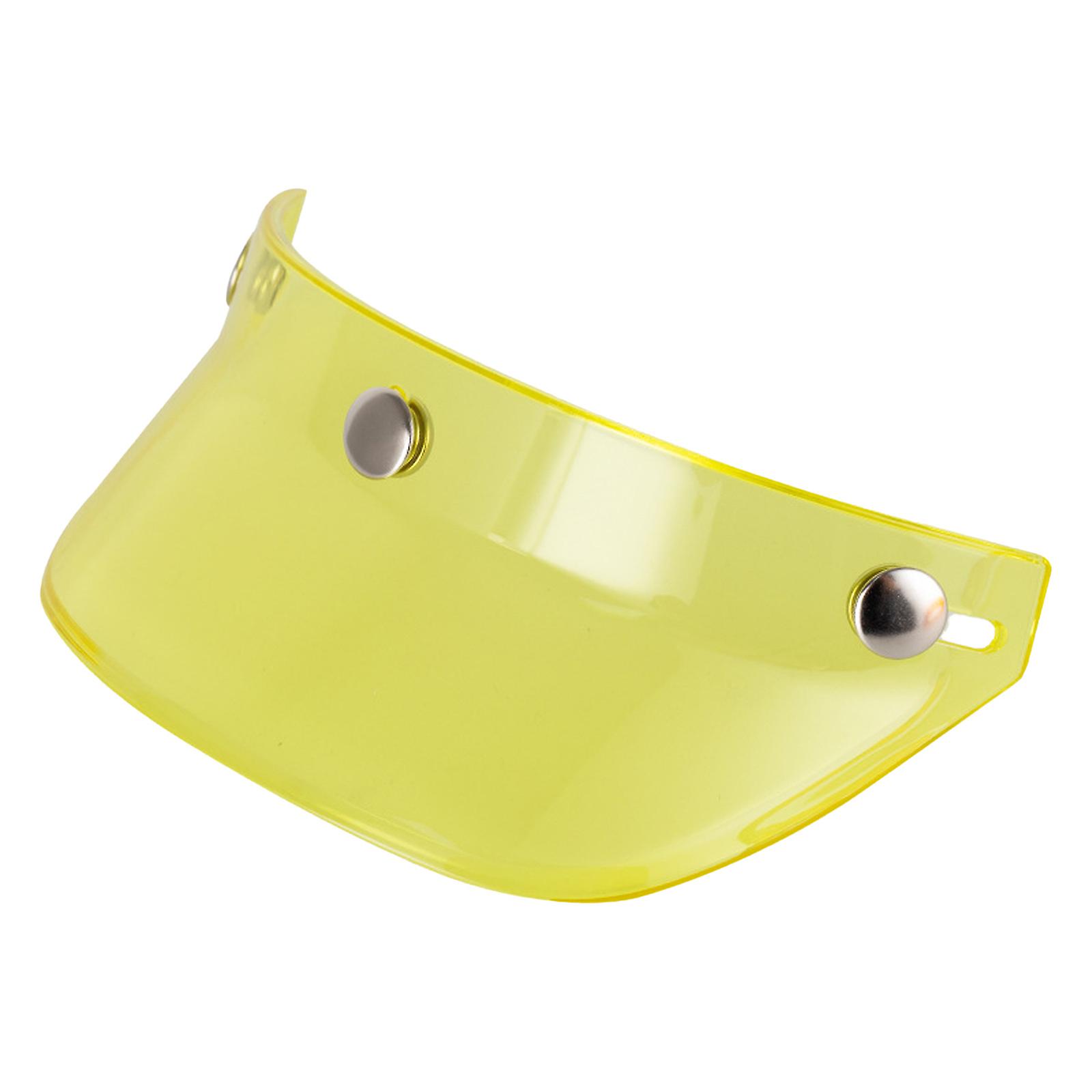 Windproof 3 Snap-Button Visor Shield Lens Visor Flip Up Wind Shield for Open Face Motorbike Helmet Anti-UV FogUniversal  Yellow