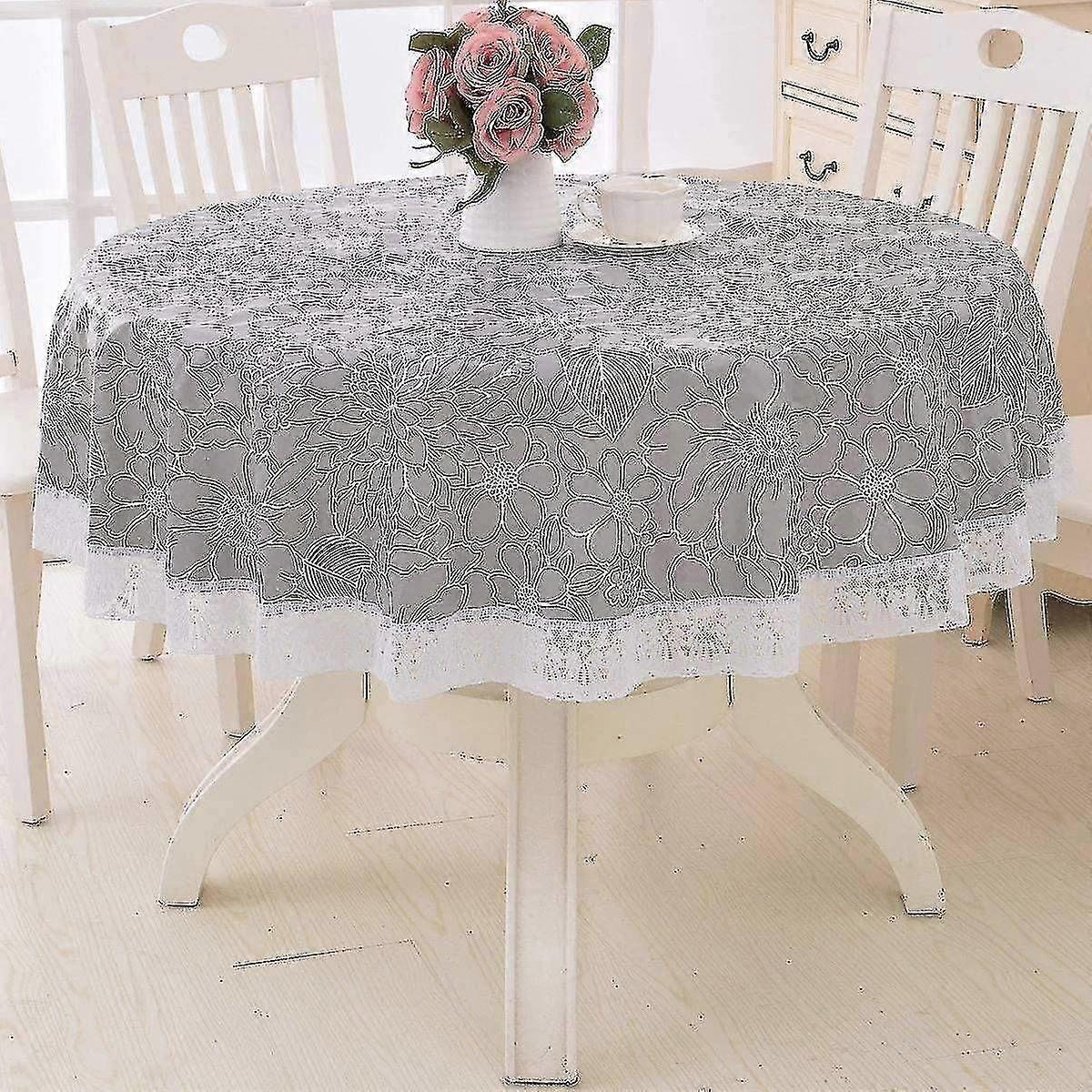 Nappe ronde en polyester résistant à l’eau Toile de table Plaid, diamètre 152cm
