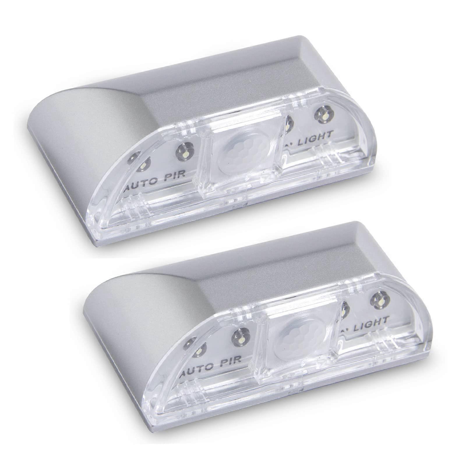 LIXIN 2 Pack Keyhole Light with Infrared PIR Motion Sensor, Battery Powered LED Night Light for Doors and Stairs, Silver
