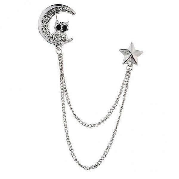 3-5pack Men Elegant Lapel Pin Badge with Chain Owl Brooch Pin for Suit Tuxedo