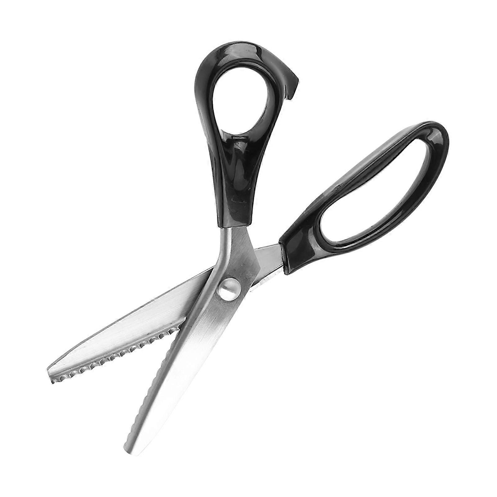 Fabric Scissors with Round Edge and Pinking Scissors Zigzag Design for Sewing Fabrics, Leather, Craft Papers (5 mm)