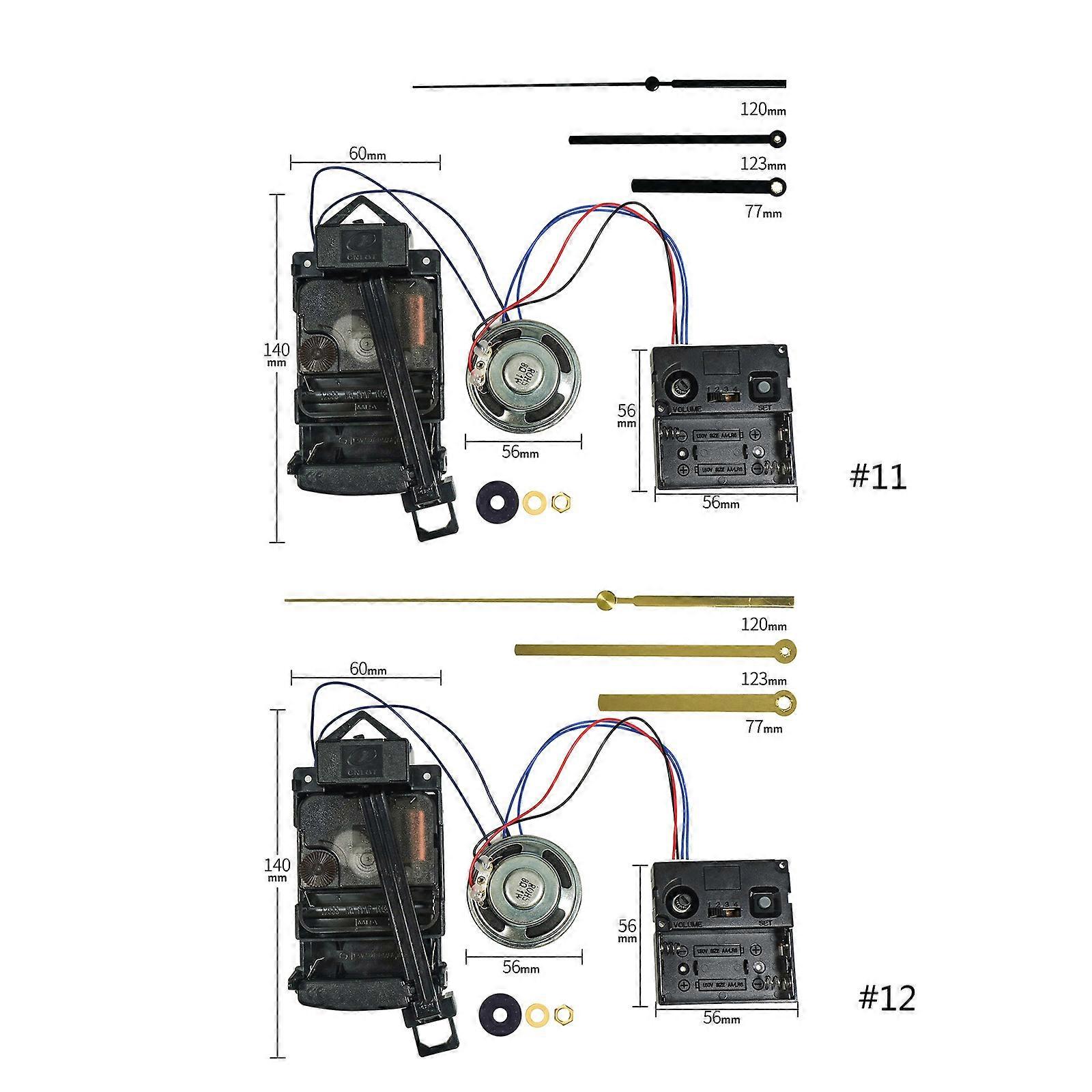 Wall Quartz Pendulum Clock Movement Mechanism with Long Shaft Music Box DIY Repair Kit for Repairing Clock Set of Needle Multicolor