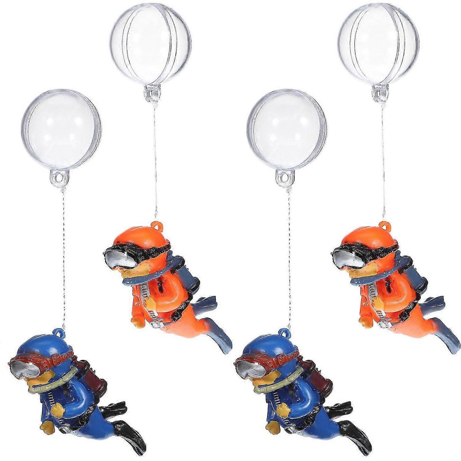 4pcs Floating Divers Decors Underwater Diver Figurines Diver Models Fish Tank Decorations