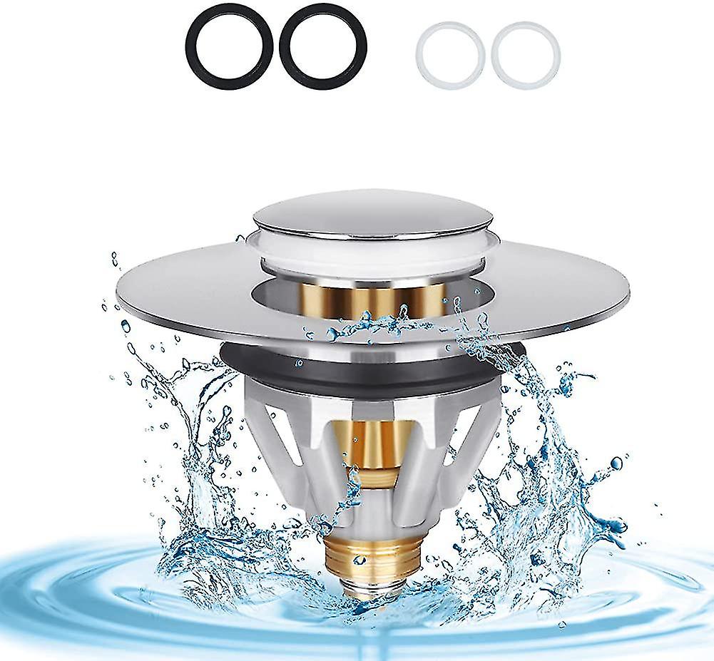 Sink Plug Drain Strainer Stainless Steel Rebound Core Push Type Sink Pop Up Sink