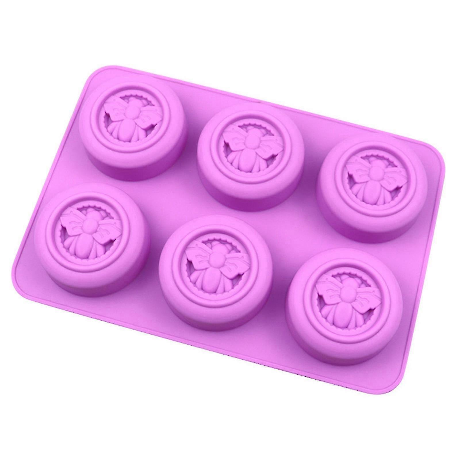 6 Round Bee Silicone Mold for Soap Cake Chocolate - Multicolor