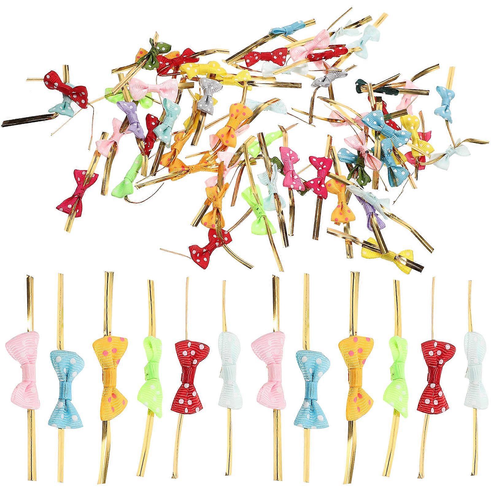 Baking Supplies 100Pcs Multi Color Polyester Lollipop Sealing Bows for Sealing Versatile Usage